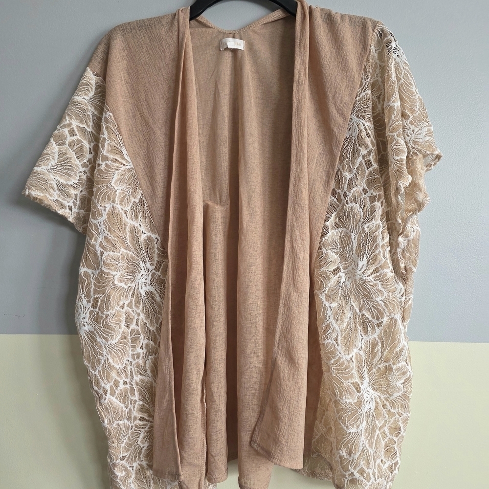Everleigh Stitch Fix Blush Lace Cardigan Kimono Sz Medium